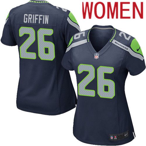 Women Seattle Seahawks #26 Shaquill Griffin Nike Navy Game NFL Jersey->women nfl jersey->Women Jersey